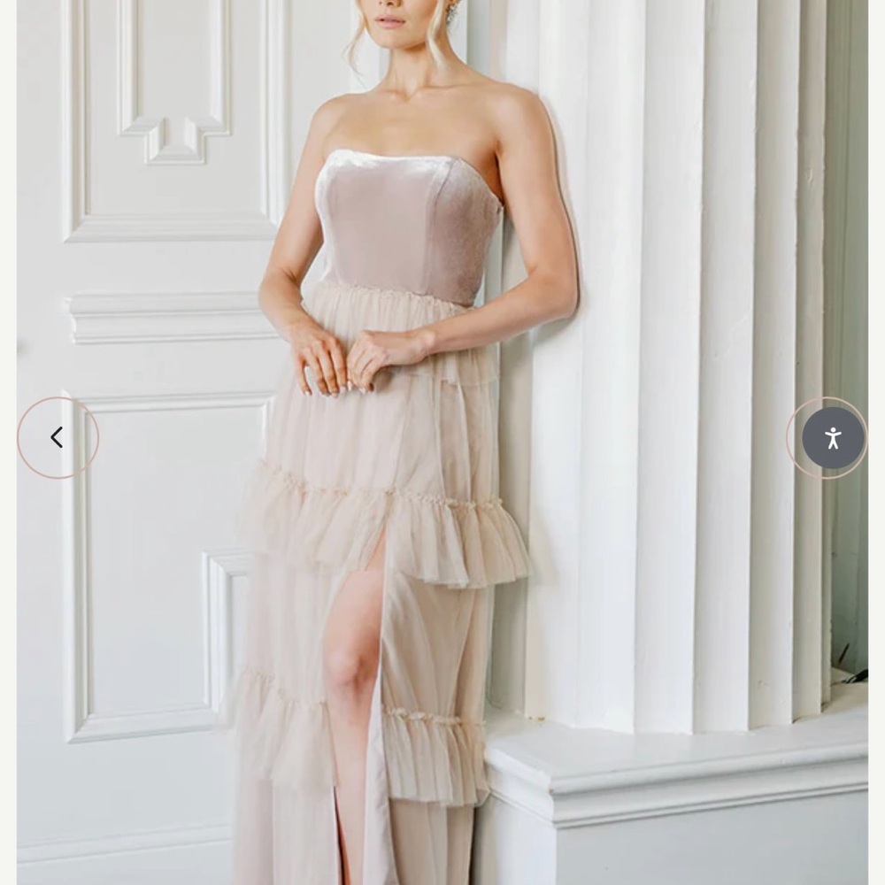 Revelry Strapless Cream Ruffle Dress